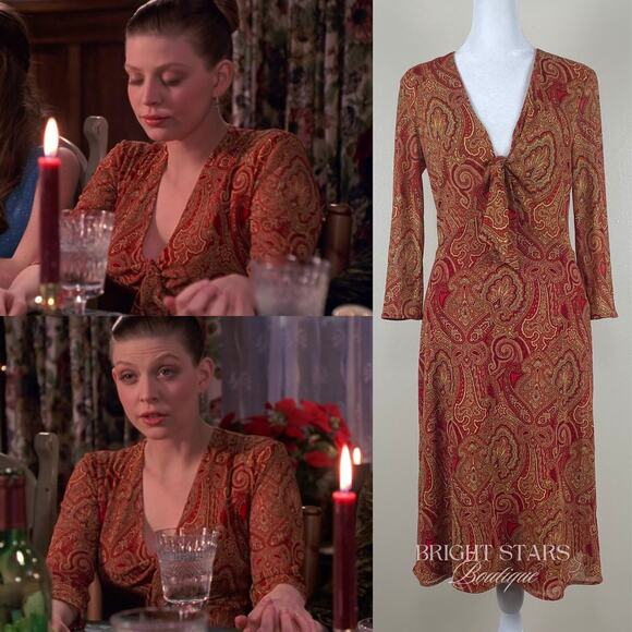Rare Paisley Dress ASO Tara Maclay Buffy the Vampire Slayer Long Sleeve V-Neck - Picture 1 of 10
